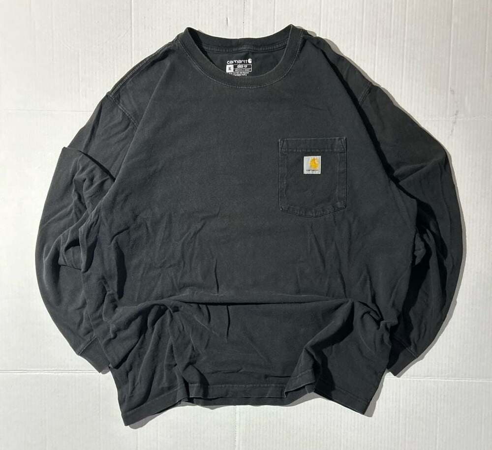 Carhartt Men's Black Loose Fit Long Sleeve Pocket T-Shirt Size XL